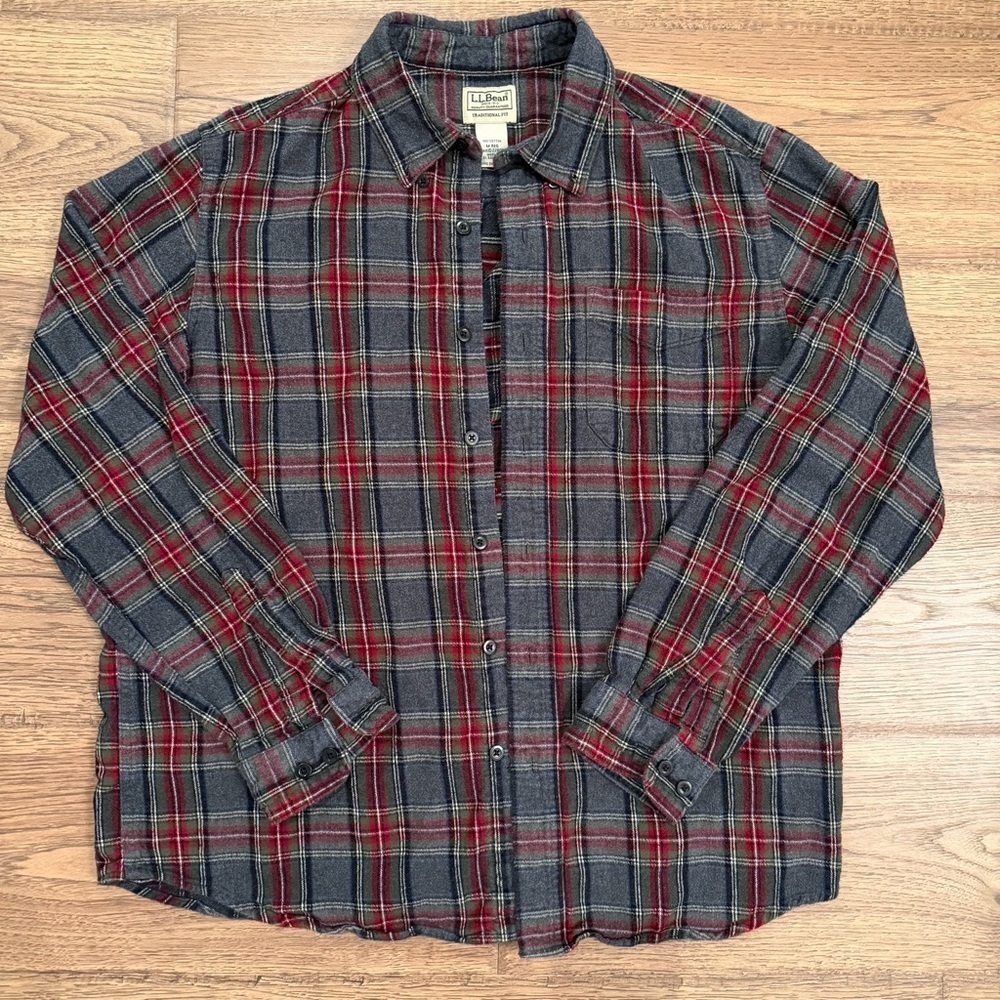 Vintage LL Bean Shirt Mens Medium Plaid Soft Flannel Shirt Cotton EUC